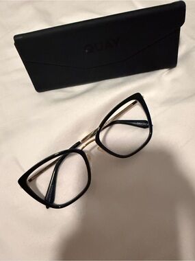 Quay Australia Black and Gold Cat-Eye Glasses